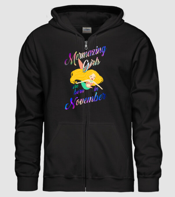 Mermazing girls are born november model negru pe tricou