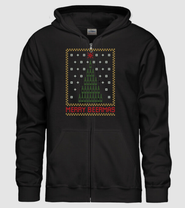 Merry Beermas model negru pe tricou