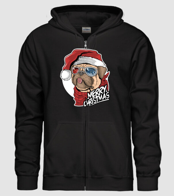 Merry Christmas Mopsz model negru pe tricou