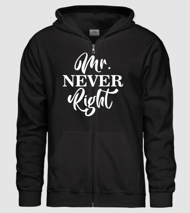 Mr never right model negru pe tricou