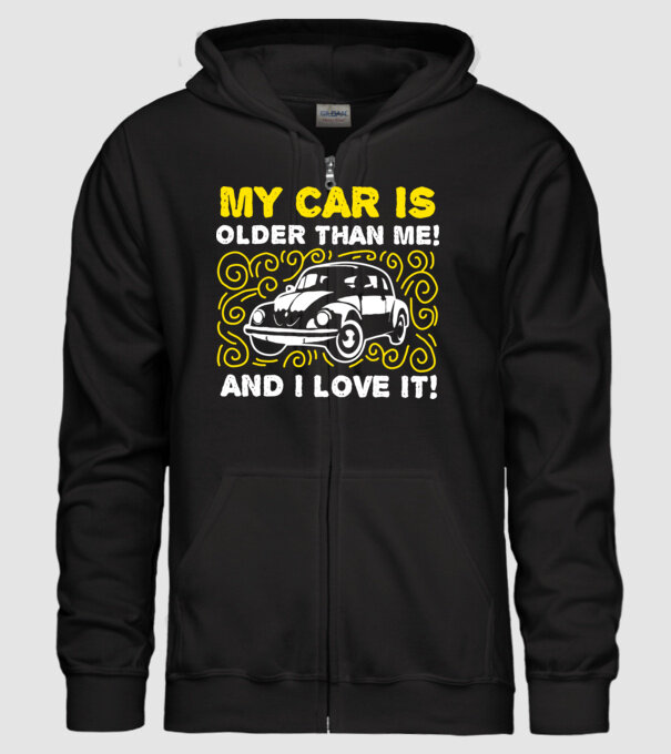 My car is older than me and I love it model negru pe tricou