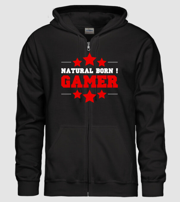 Natural born gamer model negru pe tricou