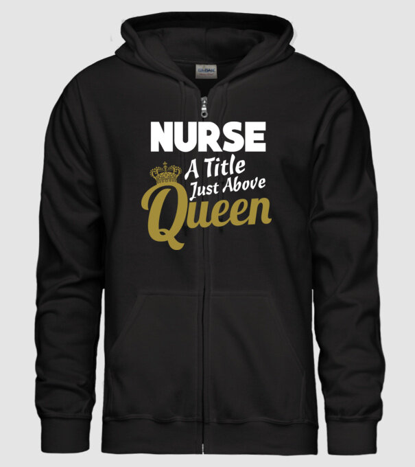 Nurse a title just above Queen model negru pe tricou
