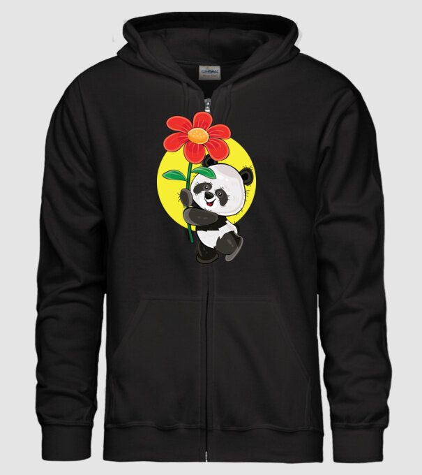 Dragoste panda model negru pe tricou