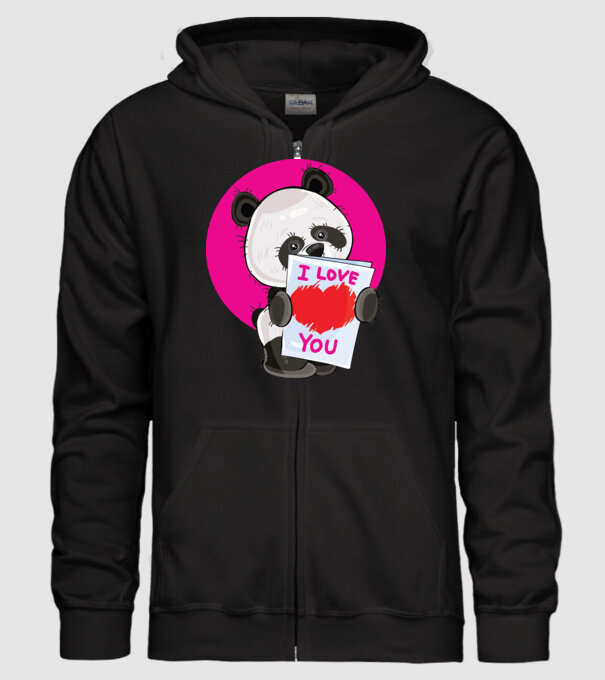 dragoste panda model negru pe tricou
