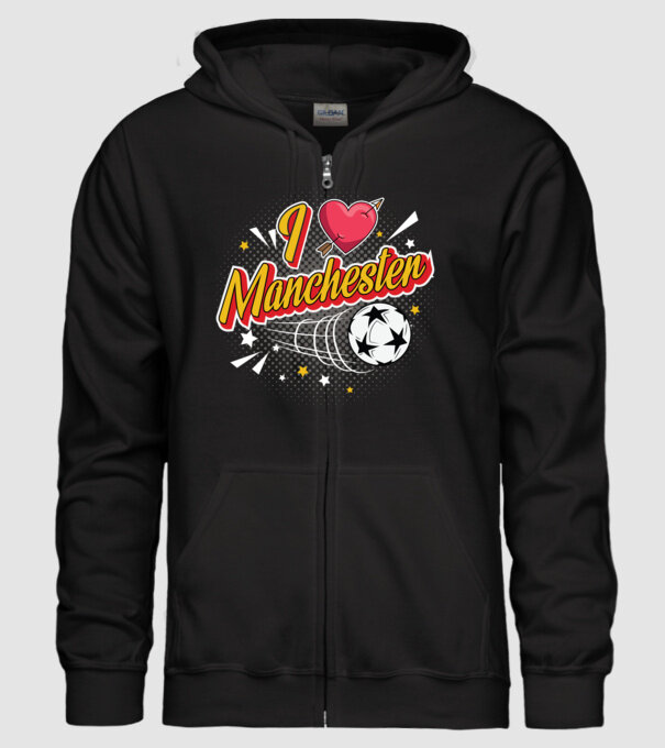Popart Manchester model negru pe tricou