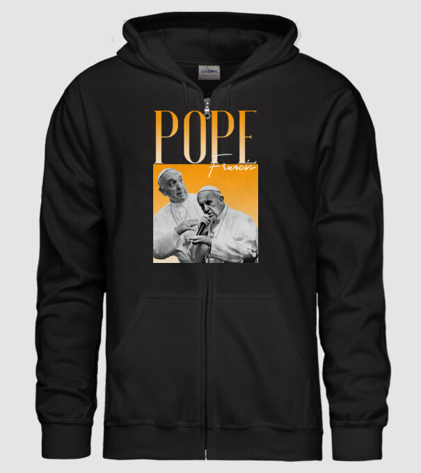 Pope Frances 90s poster model negru pe tricou