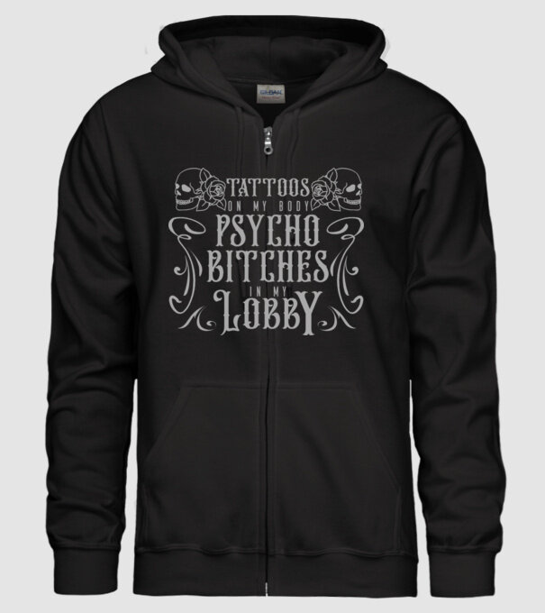 Psycho bitches model negru pe tricou