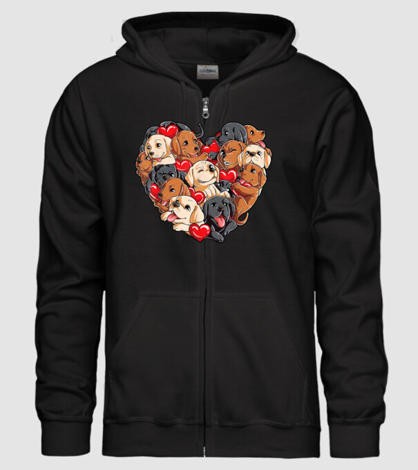 Puppy Heart model negru pe tricou