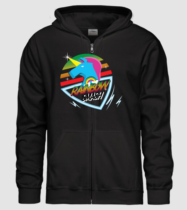 Rainbow smash model negru pe tricou