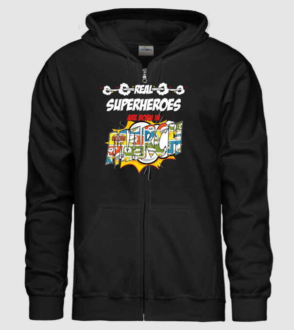 real superheroes are born in march model negru pe tricou