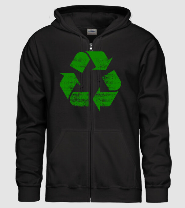 RECYCLE model negru pe tricou