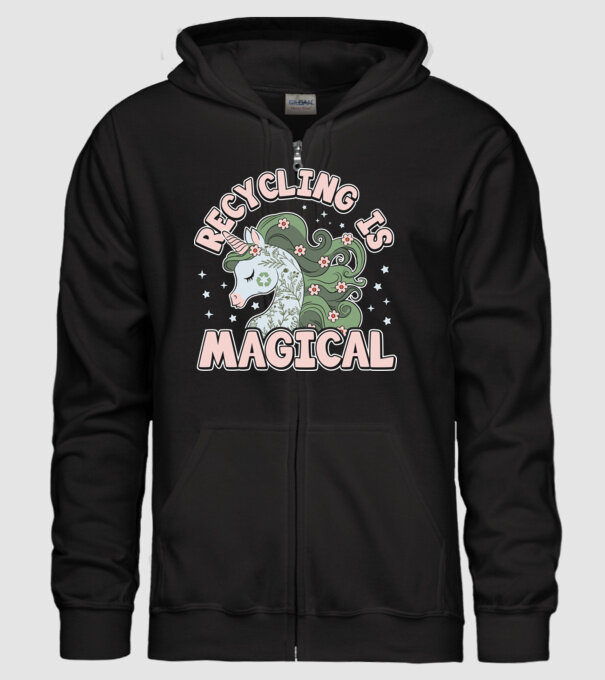 Recycling is magical model negru pe tricou