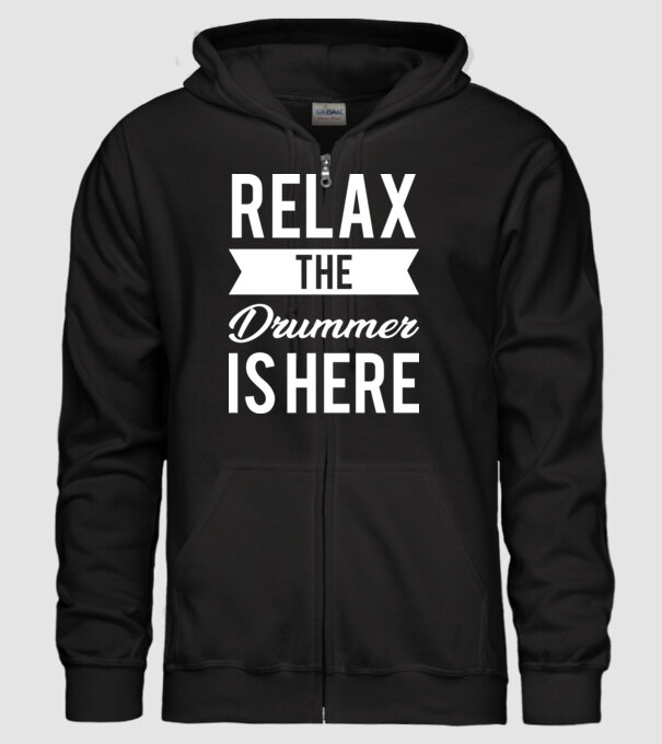 Relax The Drummer is Here model negru pe tricou