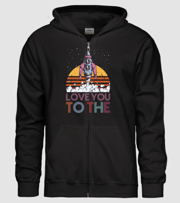 Retro vintage love you to the moon and back ROCKET model negru pe tricou
