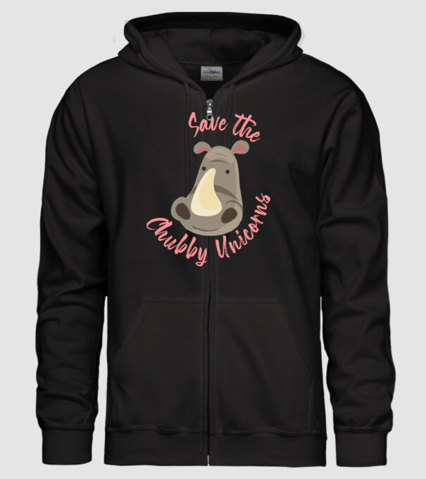 Save the chubby unicorns model negru pe tricou