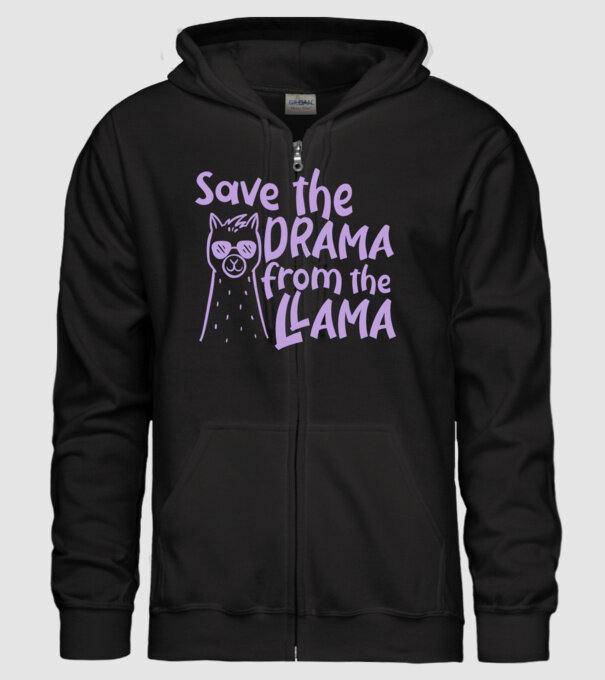 Save the drama from the llama model negru pe tricou
