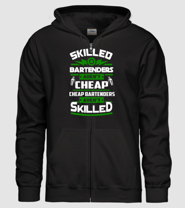 'Skilled bartenders aren''t cheap' model negru pe tricou
