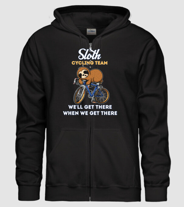 Sloth cycling team model negru pe tricou