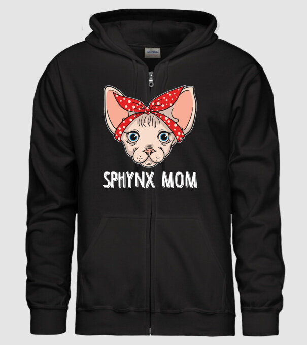 sphynx mom model negru pe tricou