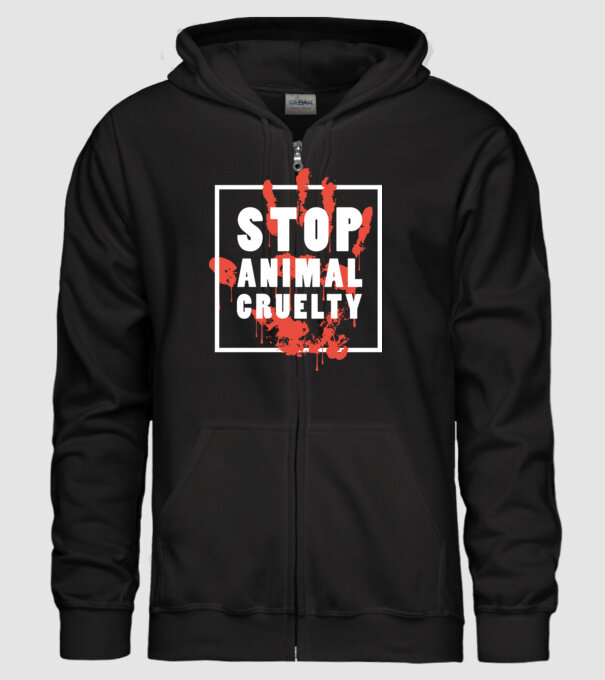 Stop animal cruelty model negru pe tricou