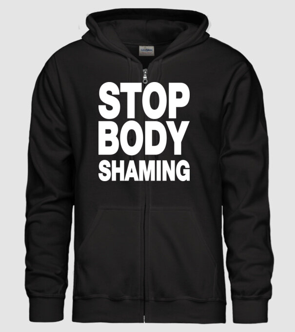 Stop body shaming helvetica model negru pe tricou