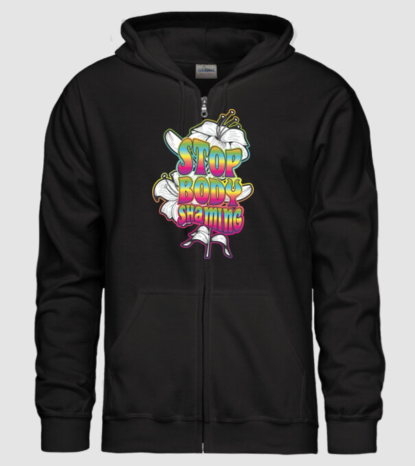 Stop body shaming lily model negru pe tricou