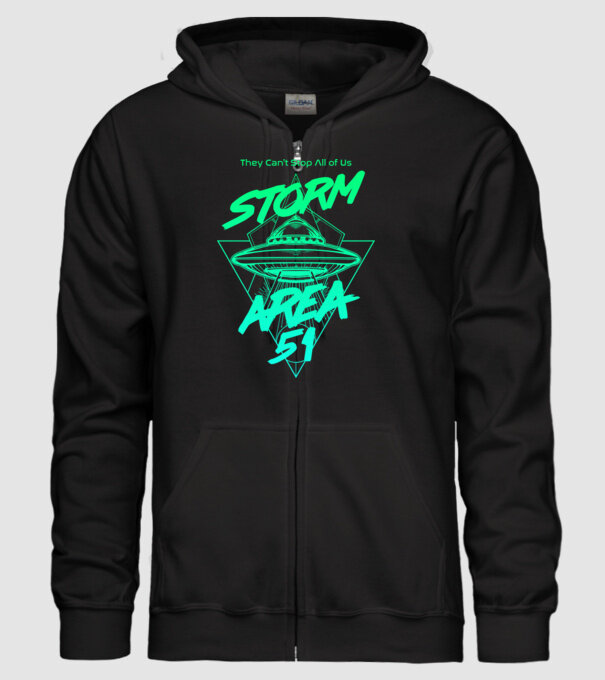 Storm area 51 ufo green model negru pe tricou