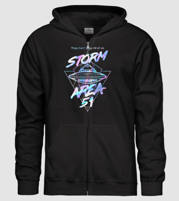 storm area 51 ufo holo model negru pe tricou