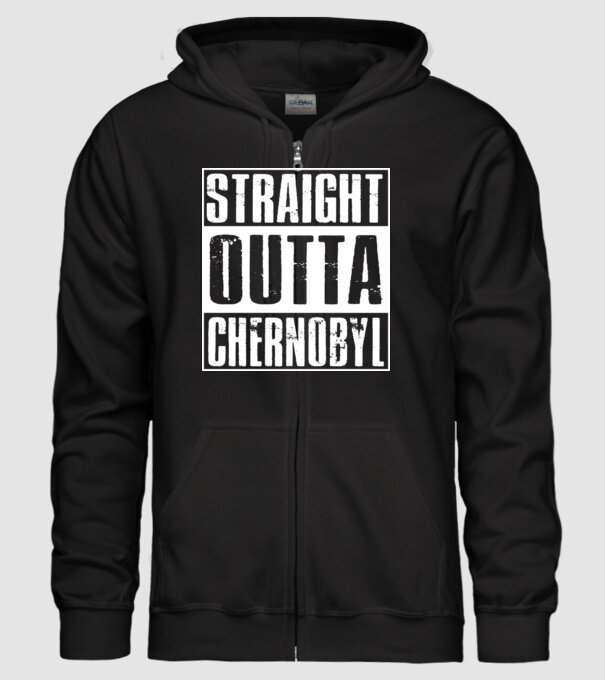 Straight outta Chernobyl model negru pe tricou