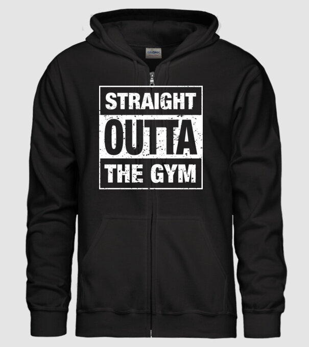 Straight outta gym model negru pe tricou