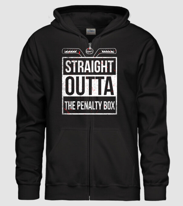 Straight outta the penalty box model negru pe tricou