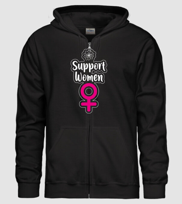 Support Women model negru pe tricou