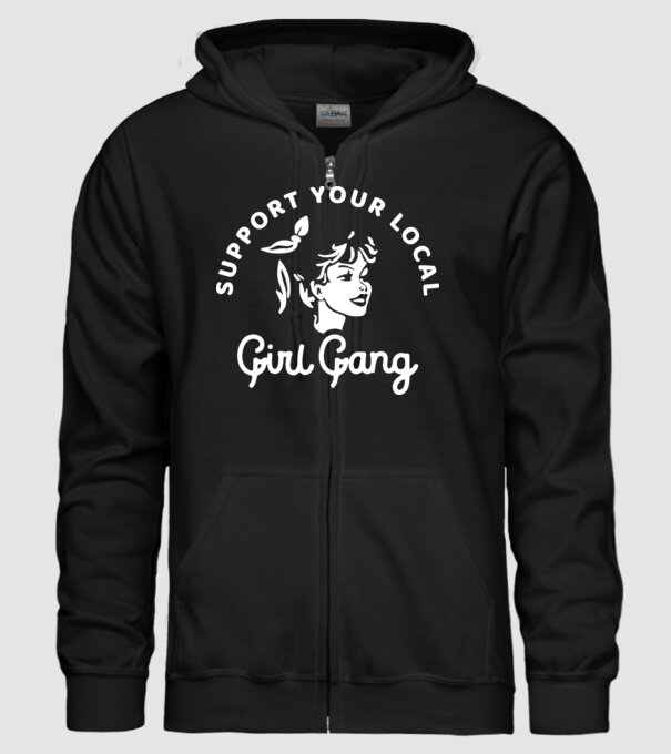 Support your local girl gang model negru pe tricou
