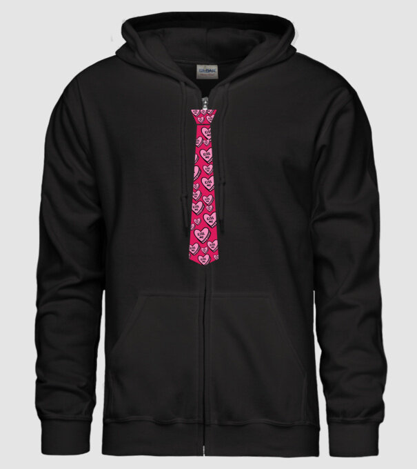 Cravată cu inimă model negru pe tricou