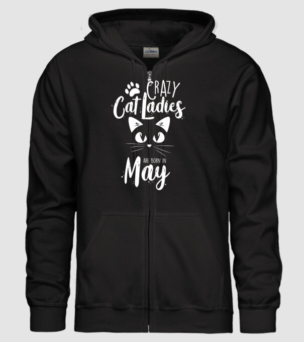 Crazy Cat Ladies are born in May model negru pe tricou