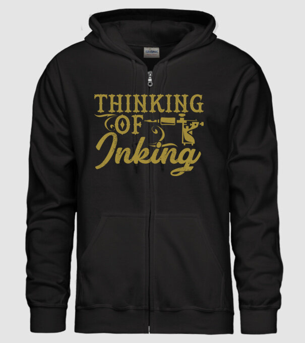 Thinking of inking model negru pe tricou