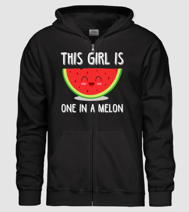 This girl is one in a melon white model negru pe tricou
