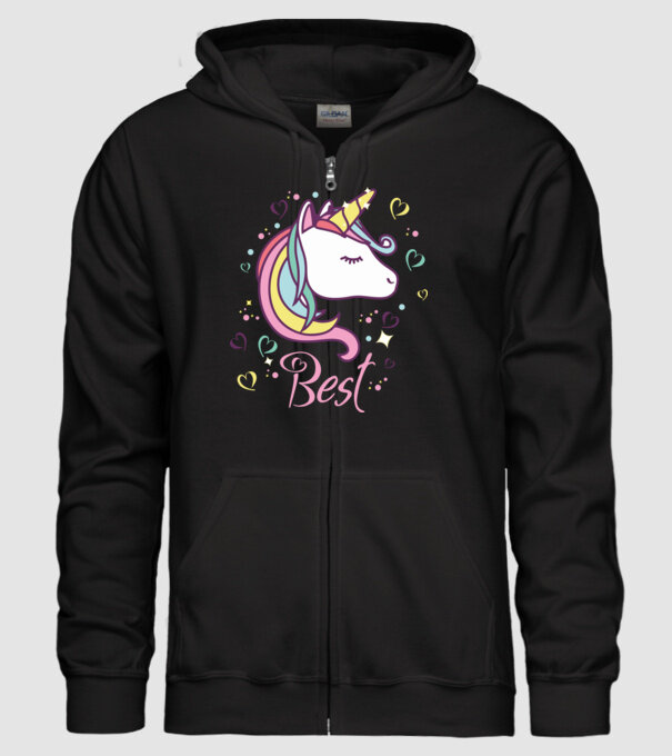 Unicorn Best model negru pe tricou