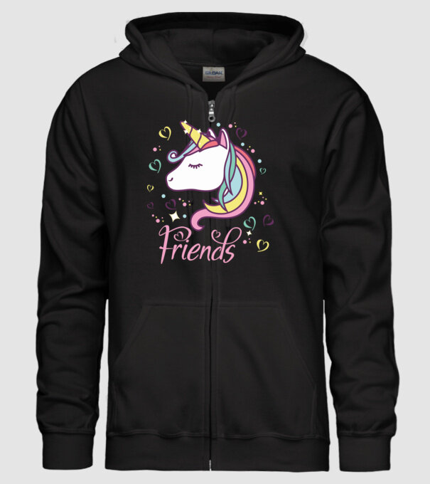 Unicorn Friend model negru pe tricou