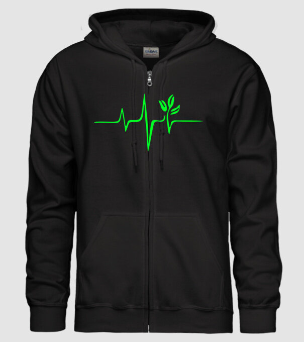 vegan heartbeat model negru pe tricou