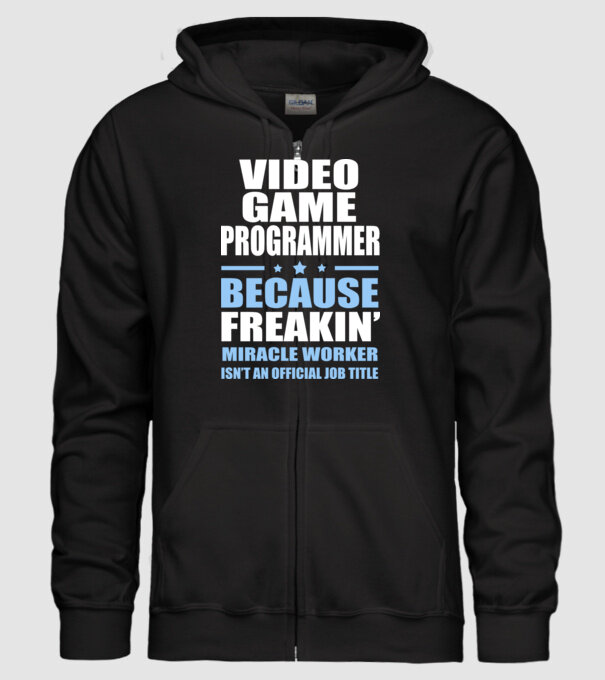 Video game Programmer model negru pe tricou