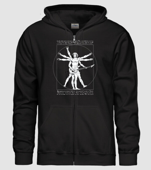 Vitruvius Guitar model negru pe tricou