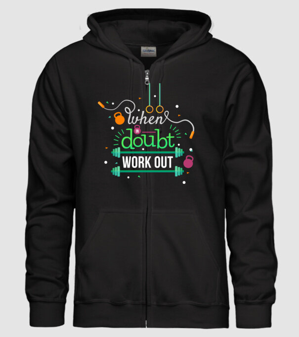 When in doubt model negru pe tricou