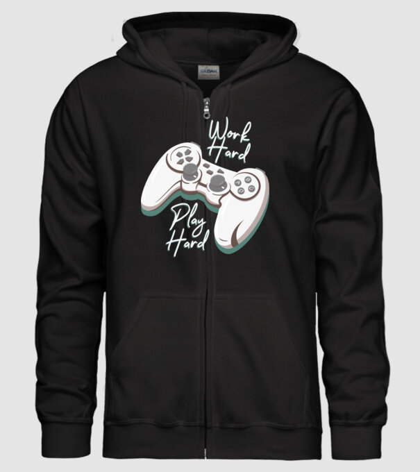 Work hard play hard model negru pe tricou