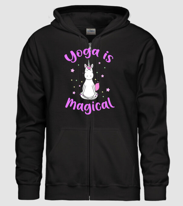 yoga is magical model negru pe tricou