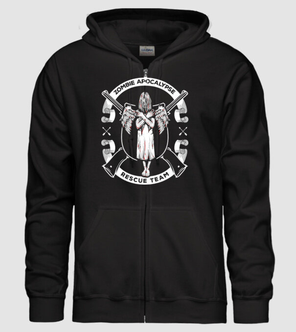 Zombie apocalypse rescue team angel model negru pe tricou