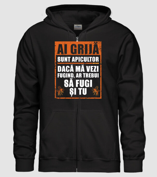 ai grijă, sunt apicultor, dacă mă vezi fugind, ar trebui să fugi și tu model negru pe tricou