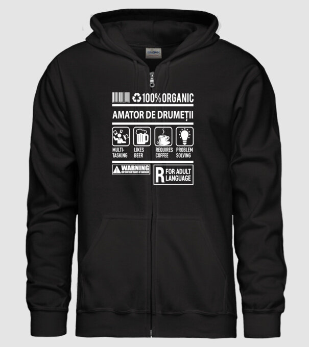 amator de drumeții model negru pe tricou