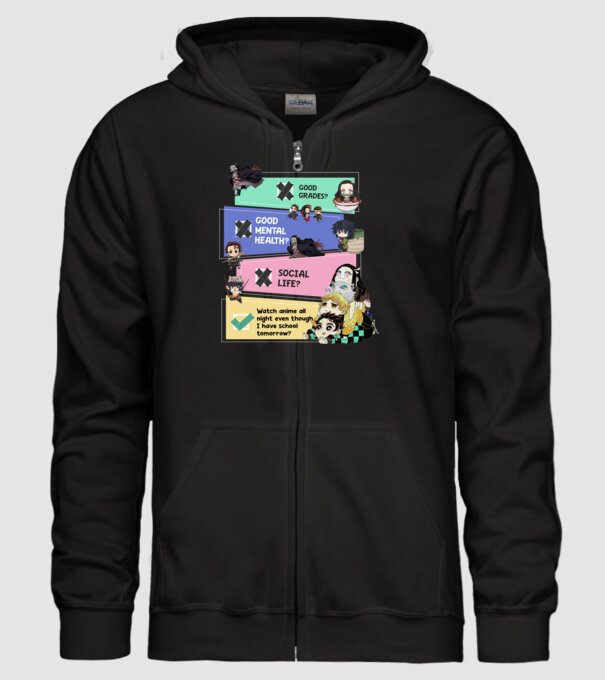 Anime check Demon Slayer model negru pe tricou